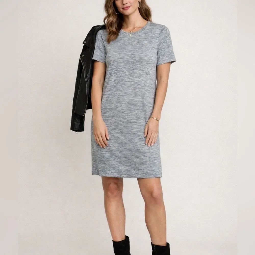 Margaret OāLeary GrayāBlue Marled Knit T-Shirt Dress Short Sleeve Size M